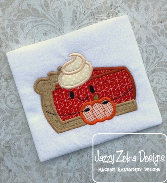 Pumpkin Pie with face and Pumpkin appliqué machine embroidery design