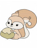 Squirrel with nut sketch machine embroidery design