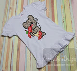 Mouse with apple core appliqué machine embroidery design