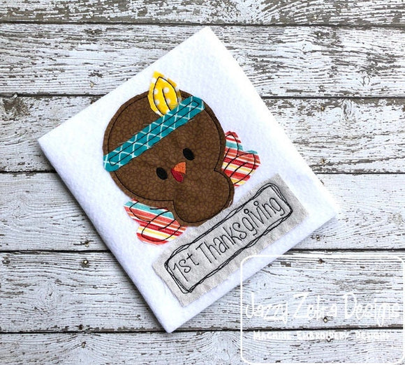 1st Thanksgiving saying baby shabby chic applique machine embroidery design