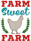 Farm Sweet Farm saying chicken machine embroidery design