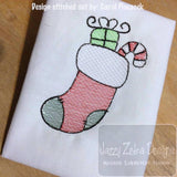 Christmas stocking sketch machine embroidery design