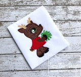 Reindeer cheerleader appliqué machine embroidery design