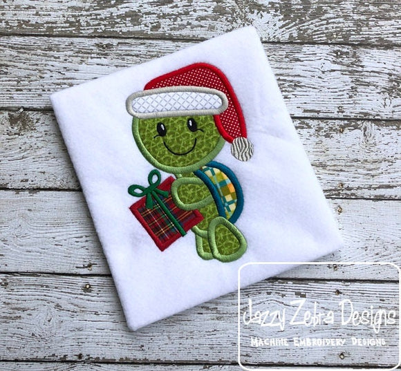Christmas turtle with gift appliqué machine embroidery design