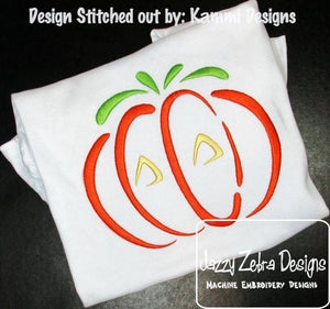 Halloween Jack-o-lantern pumpkin satin stitch machine embroidery design