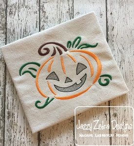 Jack-o-lantern pumpkin satin stitch outline machine embroidery design