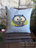 Rainbow owl appliqué machine embroidery design