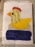 Farm Fresh saying chicken shabby chic bean stitch appliqué machine embroidery design