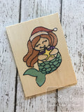 Mermaid with star ornament Christmas sketch machine embroidery design