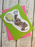 Bunny with balloon sketch machine embroidery design