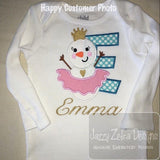 Princess Snowman appliqué machine embroidery design