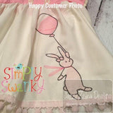 Birthday girl bunny with balloon sketch machine embroidery design