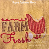 Farm Fresh saying chicken eggs machine embroidery design