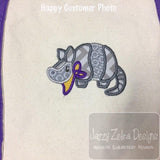 Armadillo wearing bandana appliqué machine embroidery design