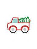 Truck with Christmas tree appliqué machine embroidery design