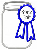 Blue ribbon state fair canning jar applique machine embroidery design