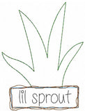 Lil sprout saying farmer plant shabby chic bean stitch appliqué machine embroidery design