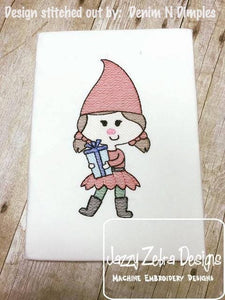 Christmas gnome elf sketch machine embroidery design
