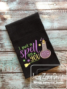 I put a spell on you saying Halloween witch appliqué machine embroidery design