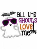 All the ghouls love me saying, Halloween appliqué machine embroidery design