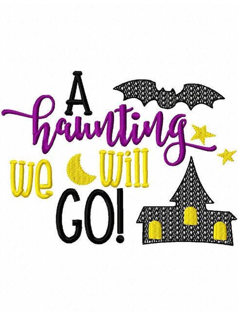 A haunting we will go saying Halloween machine embroidery design