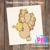 Turkey doing handstand sketch machine embroidery design