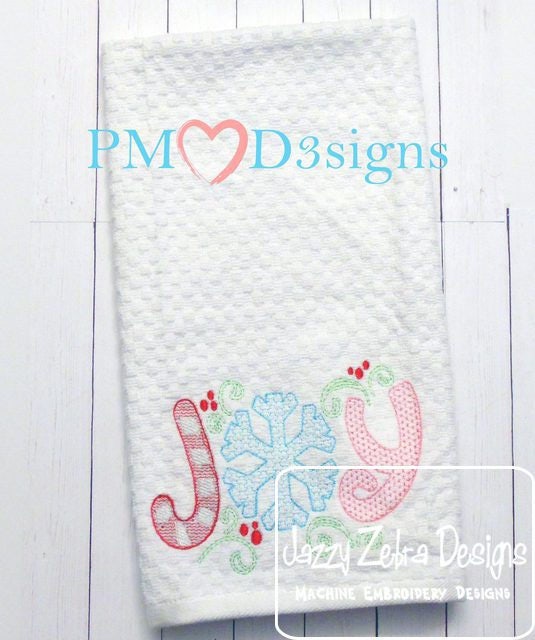 Joy word Christmas motif filled machine embroidery design