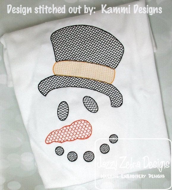 Snowman motif filled machine embroidery design