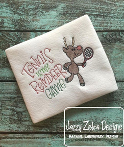 Tennis is my reindeer game sketch machine embroidery design