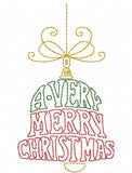 A Very Merry Christmas saying ornament shaped vintage stitch machine embroidery design