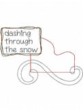 Dashing through the snow saying sleigh shabby chic bean stitch applique machine embroidery design