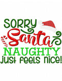 Sorry Santa naughty just feels nice saying Christmas machine embroidery design