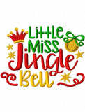 Little Miss Jingle Bell saying Christmas machine embroidery design