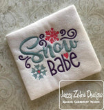 Snow Babe saying winter machine embroidery design