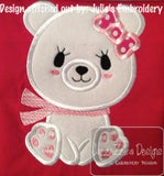 Polar Bear girl appliqué machine embroidery design