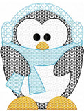 Winter Penguin motif filled machine embroidery design