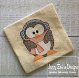Winter Penguin motif filled machine embroidery design