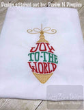 Joy to the World saying Christmas ornament machine embroidery design