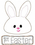 1st Easter saying baby shabby chic bean stitch applique machine embroidery design
