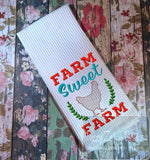 Farm Sweet Farm saying chicken machine embroidery design