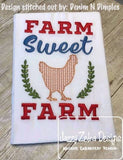 Farm Sweet Farm saying chicken machine embroidery design