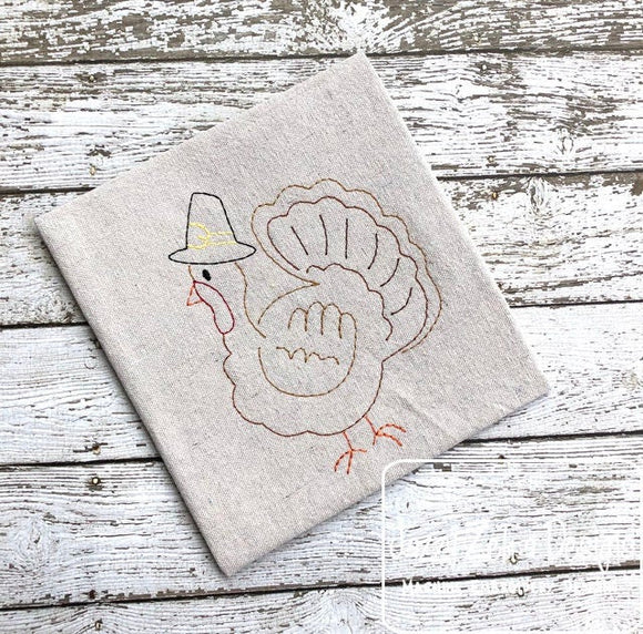 Thanksgiving Turkey vintage stitch machine embroidery design