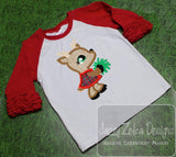 Reindeer cheerleader appliqué machine embroidery design