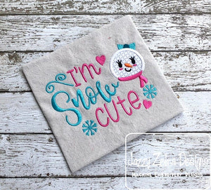 I'm snow cute saying girl snowman applique machine embroidery design
