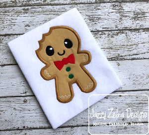 Gingerbread man cookie with bite appliqué machine embroidery design