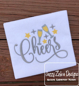 Cheers saying wedding, anniversary, celebration, or new years machine embroidery design