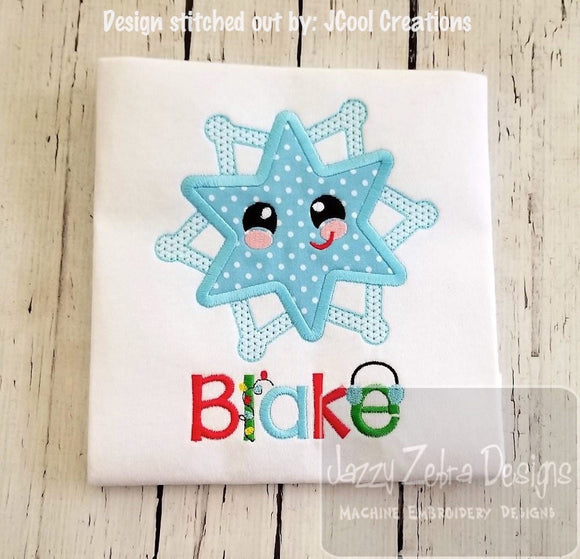 Snowflake appliqué machine embroidery design