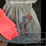 Birthday Girl with balloons sketch machine embroidery design