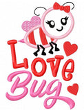 Love Bug Valentines Day Bee appliqué machine embroidery design