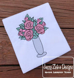 Roses in vase sketch machine embroidery design